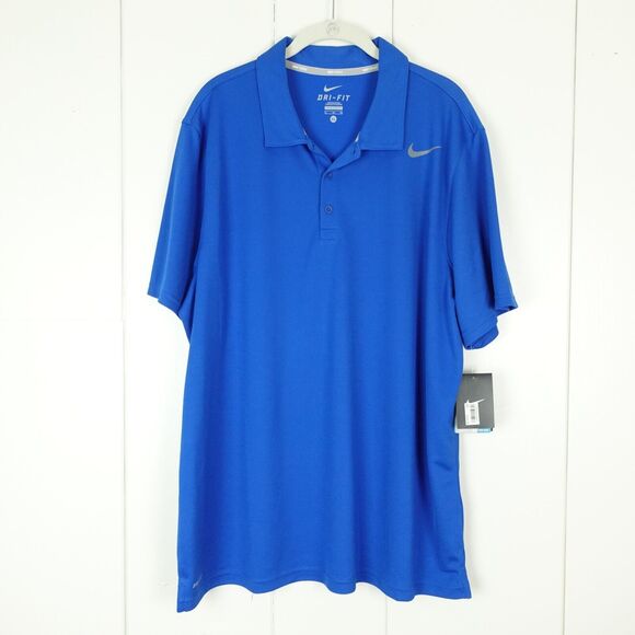 Nike Tennis Dri-Fit Mens Short Sleeve Polo Size XL Blue Activewear NWT - Picture 1 of 12